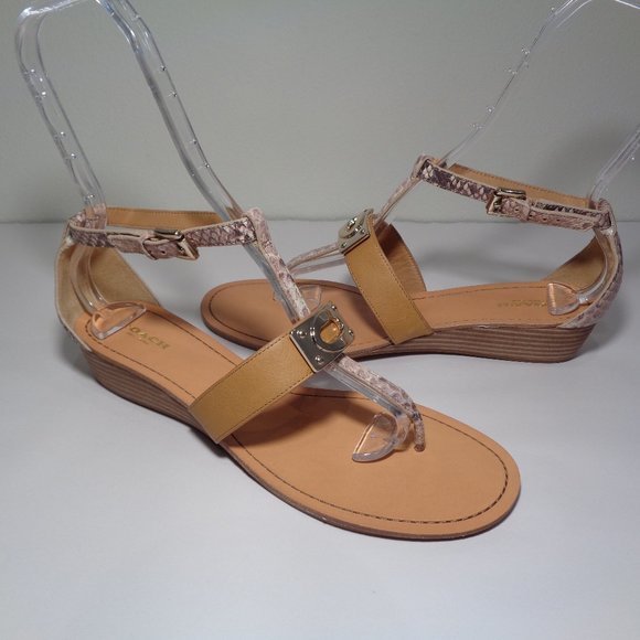 Coach Size 9.5 M INES Snake Print New Sandals - Picture 1 of 13